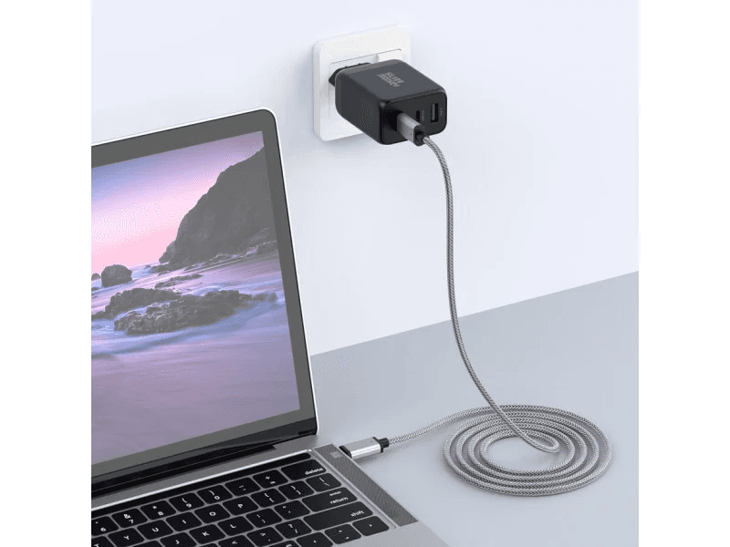 Silver Monkey Ładowarka sieciowa GaN 65W 2x USB-C PD, USB-A QC 3.0 Czarna