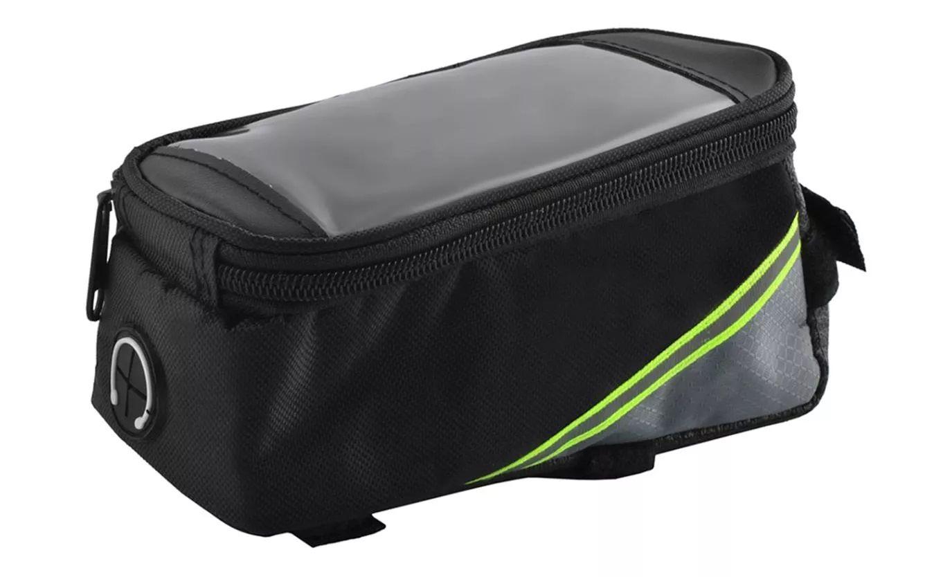 Zelená taška na kolo pro mobil na rámovou trubku nebo sedlovku - Praktický držák na telefon pro uložení telefonu o maximální velikosti 5,5