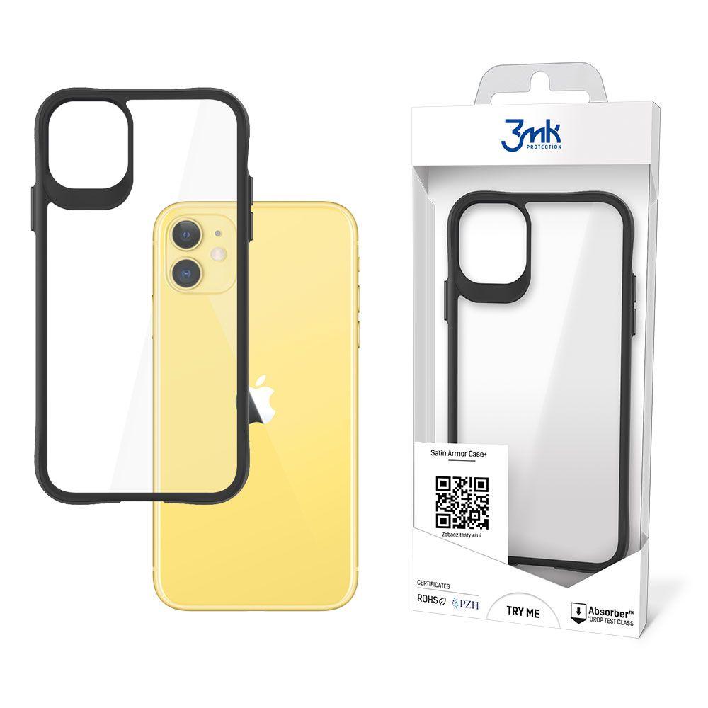 3MK Obal iPhone 11 Satin Armor Case+ transparentní s černým rámečkem