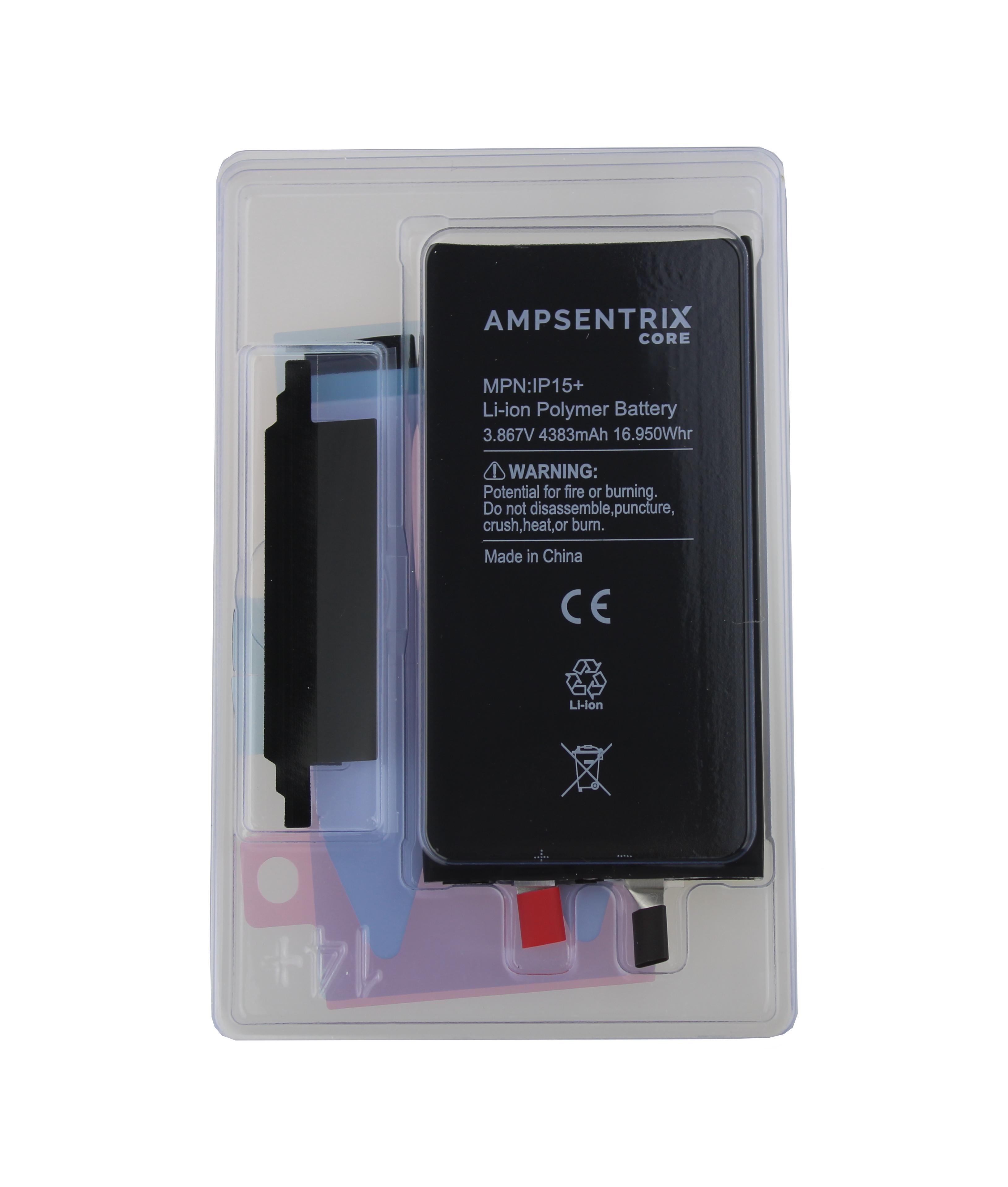 AmpSentrix Core Battery without Flex for iPhone 15 Plus (Cell) 4383 mAh