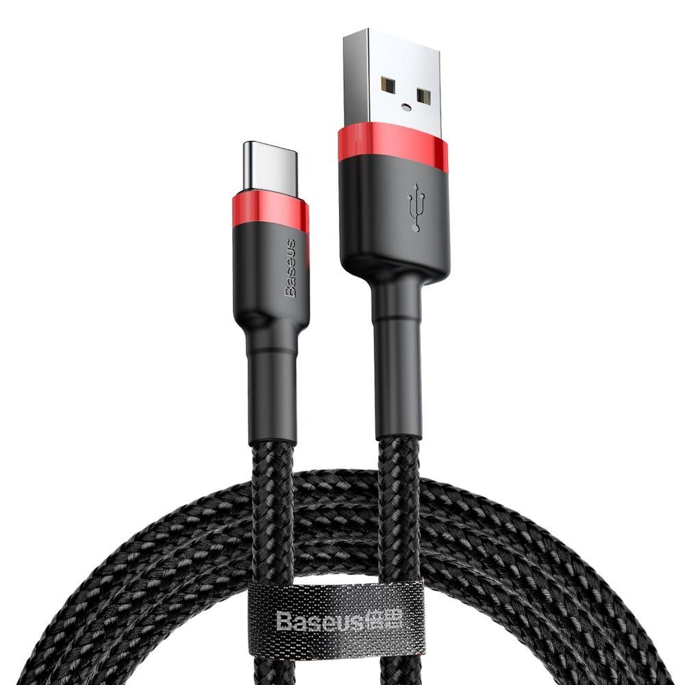 Kabel Baseus Cafule odolný nylonový kabel USB / USB-C QC3.0 3A 1M černo-červený Catklf-B91