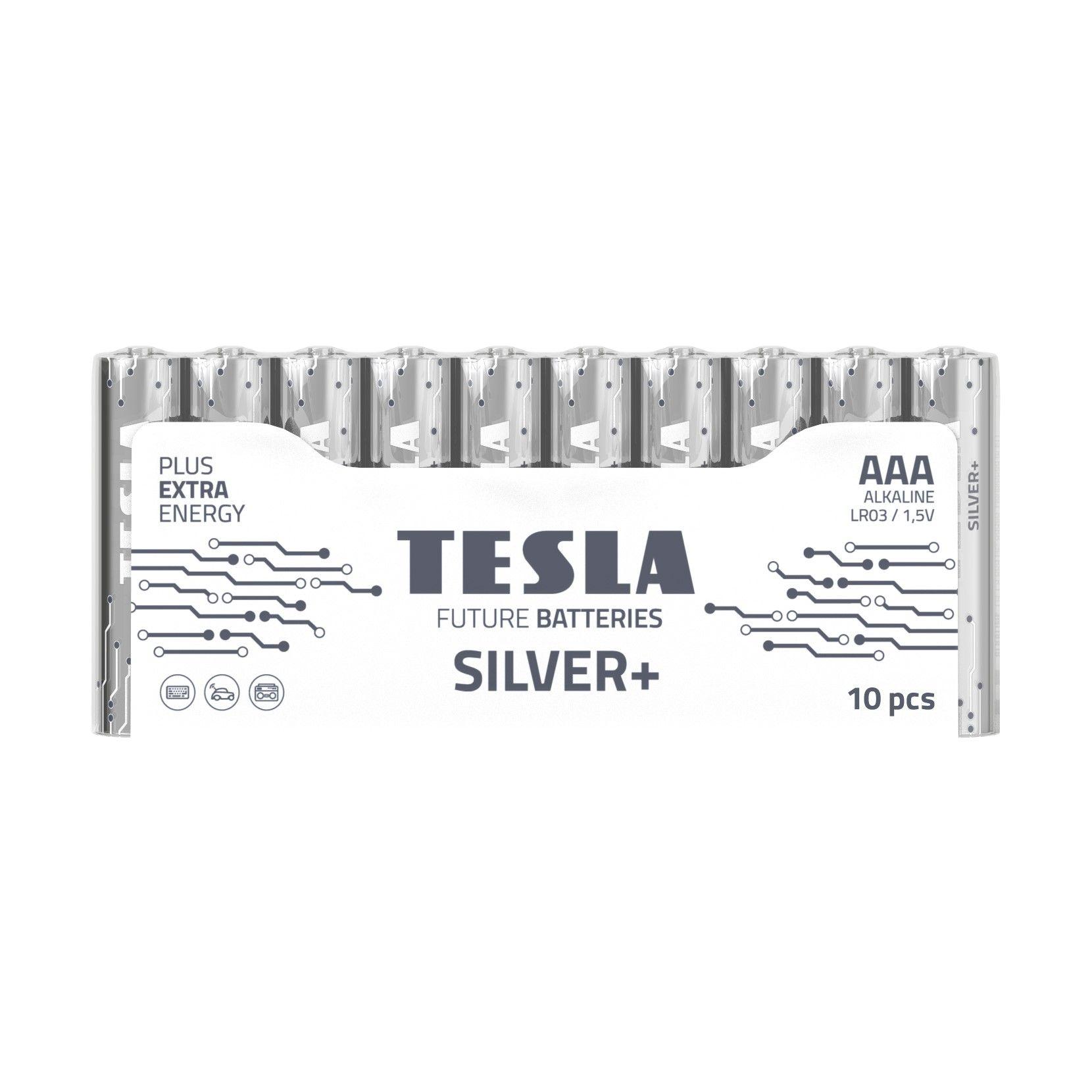 Alkalické baterie Tesla AAA/LR6/1,5V 10kusů Silver+