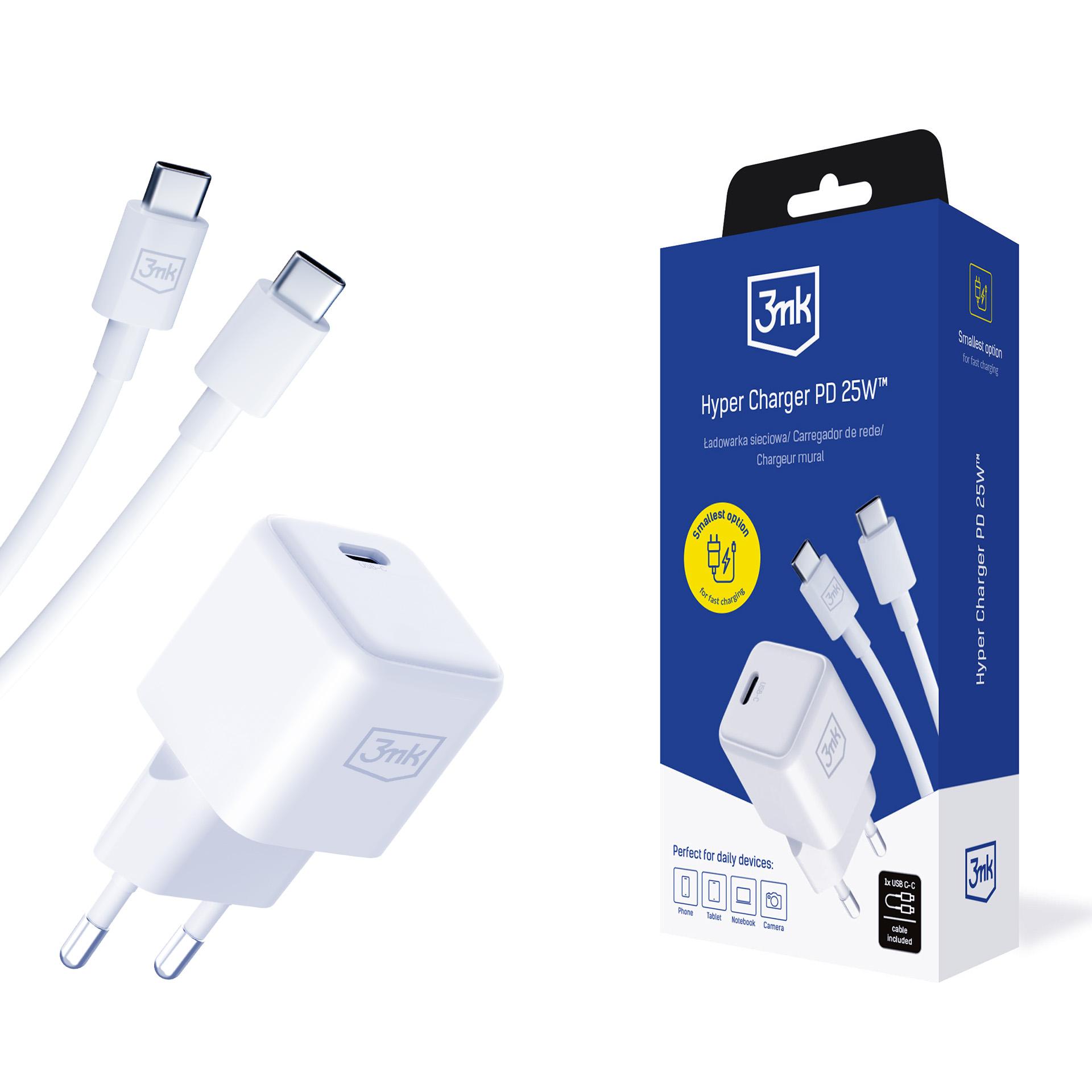 mk Hyper Charger PD QC PPS 25W + 1x USB-C-C cable White