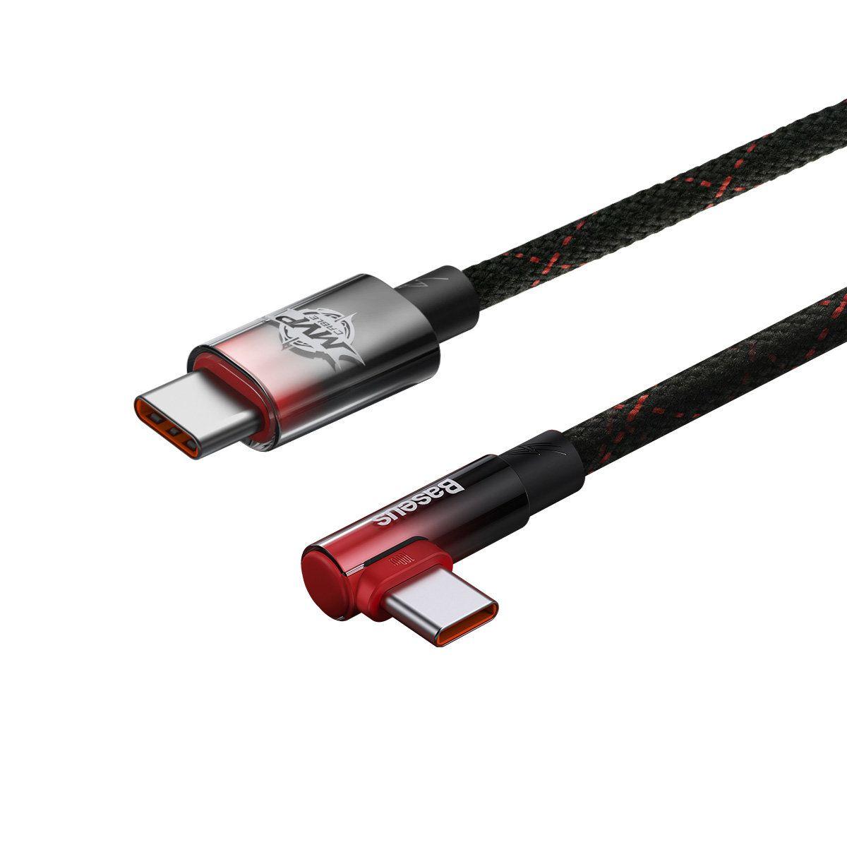 Baseus MVP Elbow kątowy kabel przewód Power Delivery z bocznym wtykiem USB Typ C / USB Typ C 1 m 100W 5A czerwony (CAVP000620)