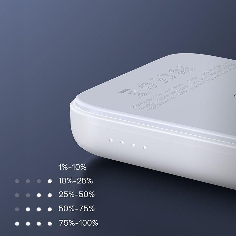 Joyroom power bank 10000mAh 20W Power Delivery Quick Charge magnetyczna ładowarka bezprzewodowa Qi 15W do iPhone kompatybilna z MagSafe biały (JR-W020 white)