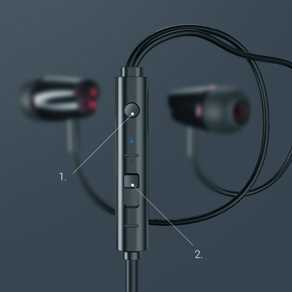 Joyroom dokanałowe słuchawki 3,5 mm mini jack z pilotem i mikrofonem czarny (JR-EL114)