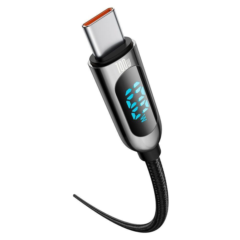 Baseus USB kabel Typ-C - USB Typ-C 100W - 20V / 5A - Napájení s měřičem výkonu obrazovky 2m černý CATSK-C01