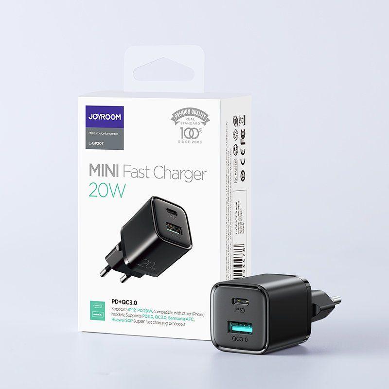 Joyroom ładowarka sieciowa USB/ USB Typ C 20W Power Delivery QuickCharge 3.0 czarny (L-QP207)