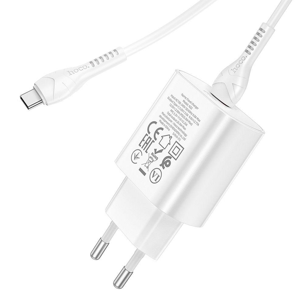 HOCO Ładowarka sieciowa - N22 25W PD USB-C + kabel USB-C na USB-C zestaw biały