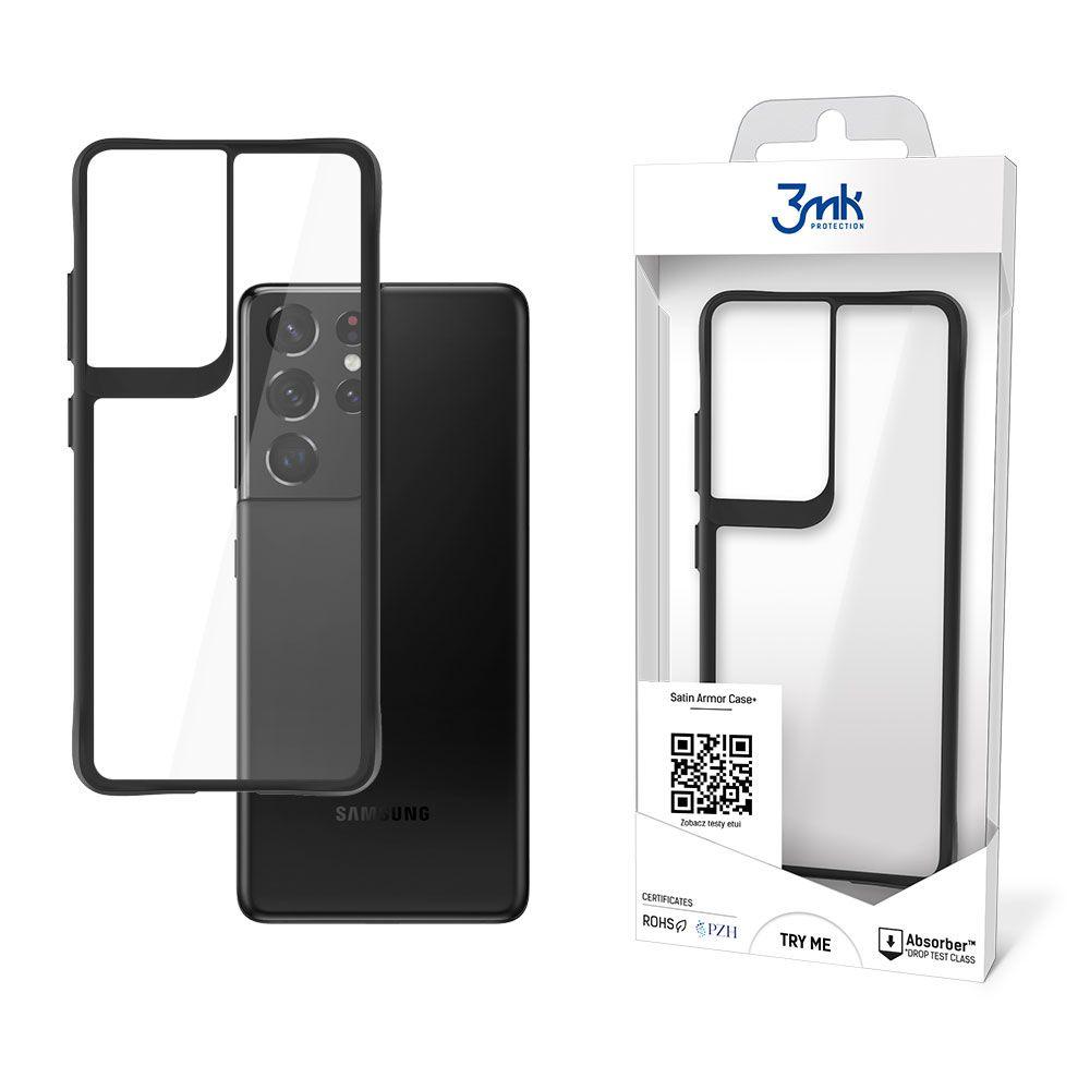 3MK Obal Samsung Galaxy S21 Ultra 5G - Satin Armor Case+ transparentní s černým rámečkem