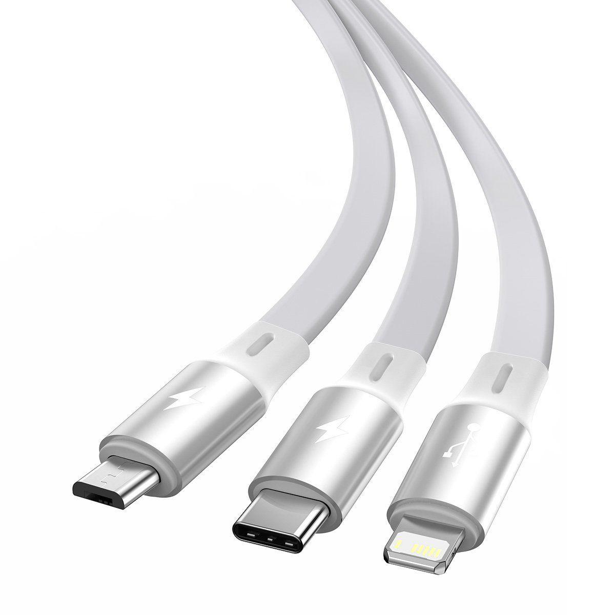 Zatahovací kabel USB Baseus 3v1 - USB typu C - Lightning - micro USB 3,5 A 1,2 m bílý