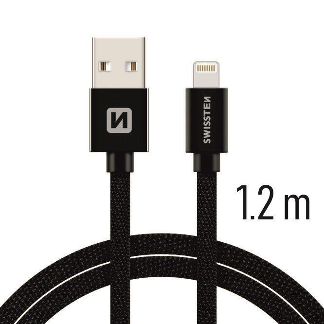 DATA CABLE SWISSTEN TEXTILE USB / LIGHTNING 1.2 M BLACK