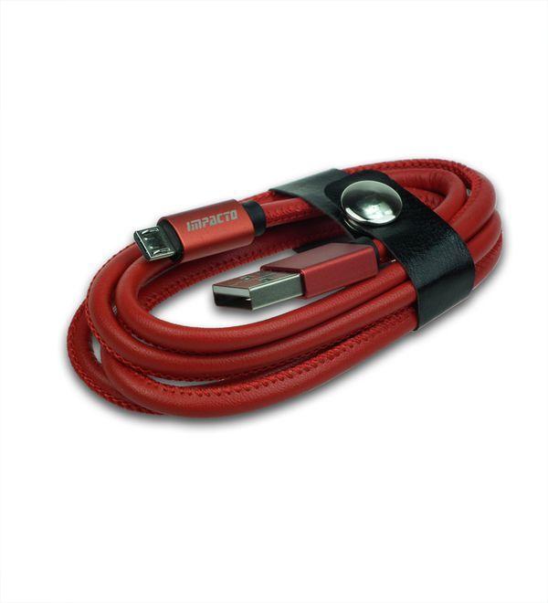 Cable micro USB red leather