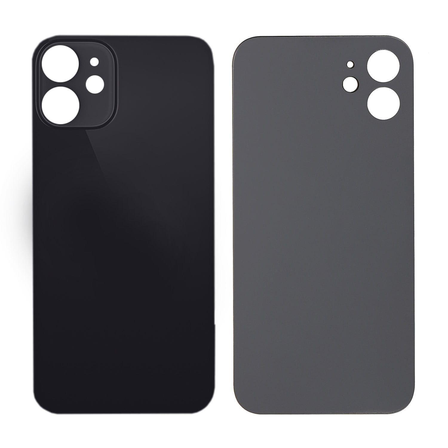Battery cover iPhone 12 with bigger hole for camera glass - black