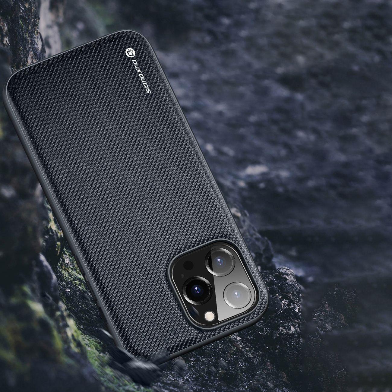 Dux Ducis Fino case cover nylon-covered iPhone 14 Pro black