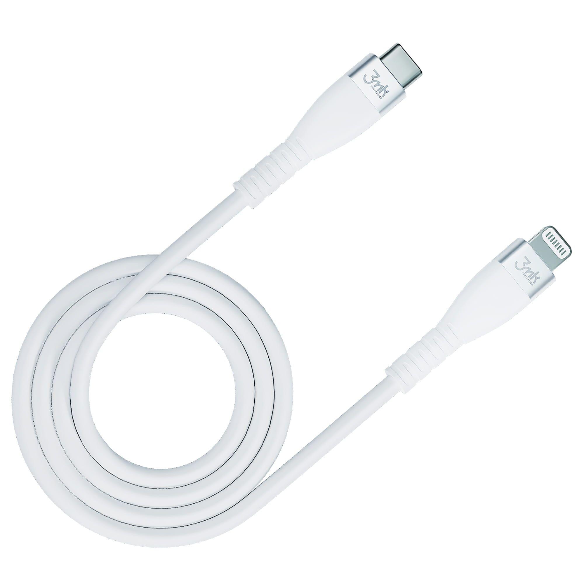 3mk Kabel Hyper Silicone USB-C do Lightning MFI 20W 3A 1m biały
