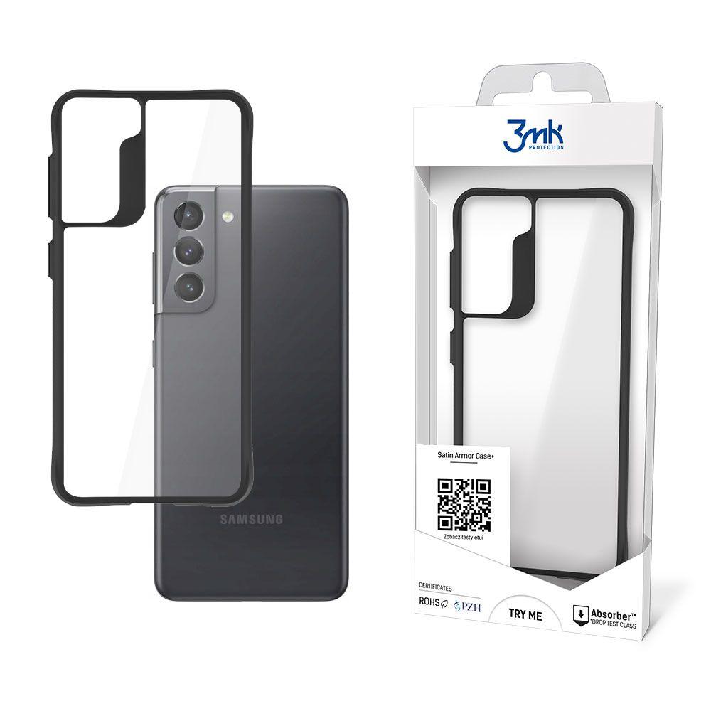 3mk obal Samsung Galaxy S21 FE 5G - Satin Armor Case+ transparentní s černým rámečkem