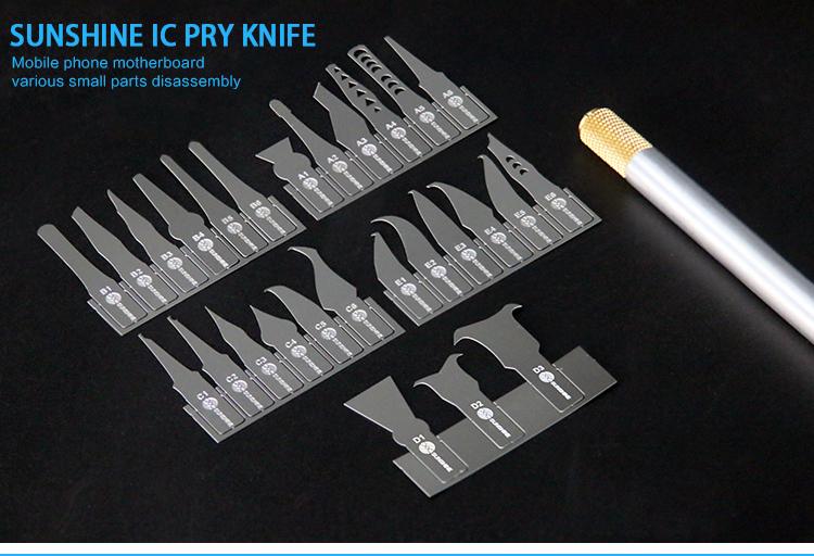Professional SUNSHINE SS-101A adhesive opener/removal knife + set of 27 blades