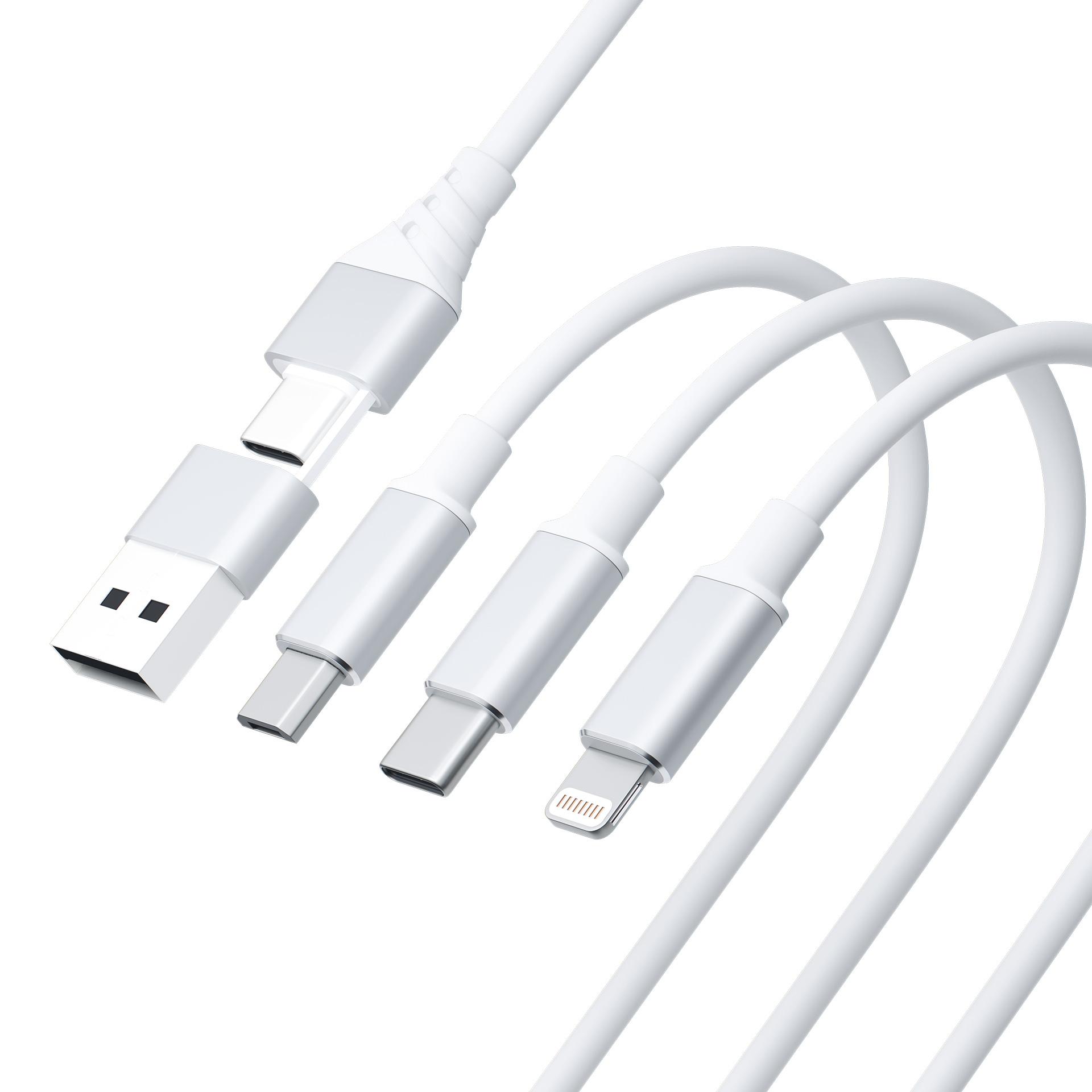 3mk Kabel Hyper Cable 3w1 USB-A / USB-C do MicroUSB / USB-C / Lightning 1.5m biały