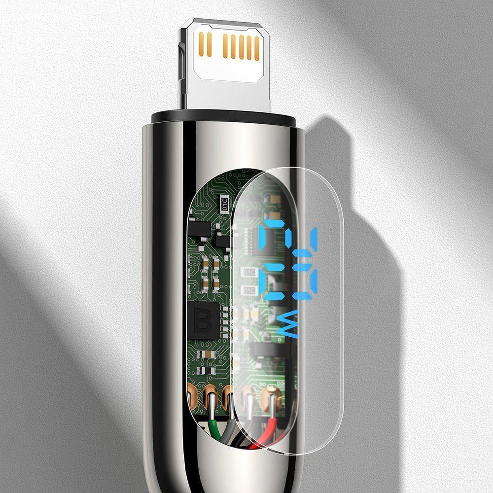 Baseus USB kabel Typ-C - lightning 20w datový kabel pro rychlé nabíjení power delivery s měřičem výkonu na displeji 2m černý CATLSK-A01