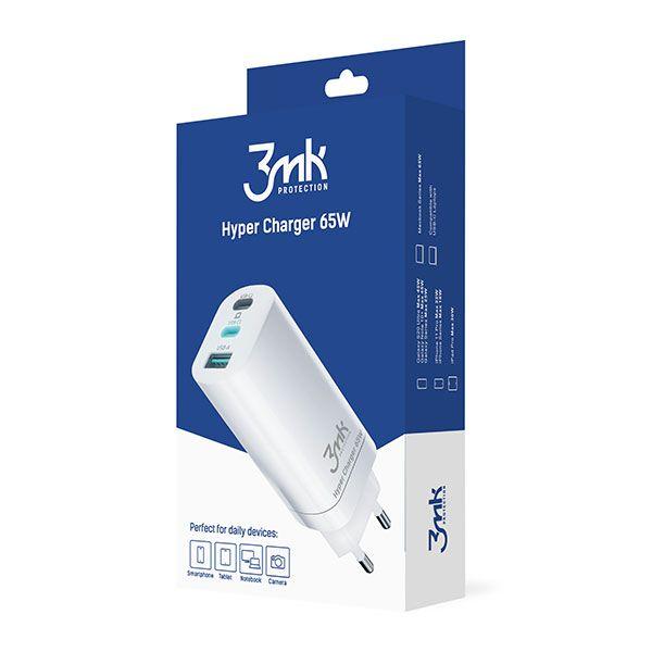 3MK Hyper Charger 65W - síťová nabíječka PD 3.0 QC 4.0 2x USB Typ-C - 1x USB-A