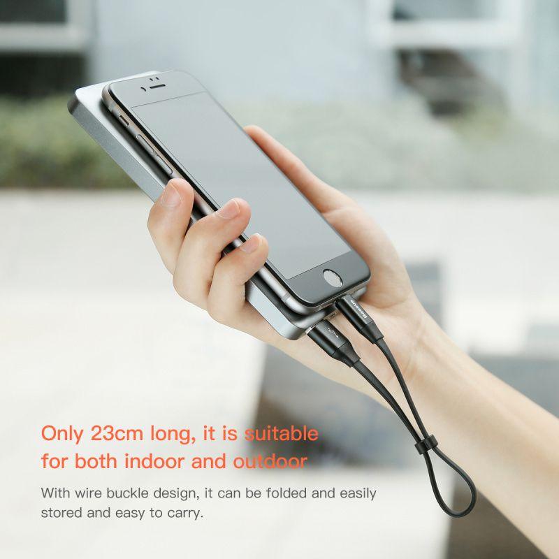 USB Baseus 2in1 portable cable Lighting / Micro USB 23cm (Android/iOS) black (CALMBJ-01)