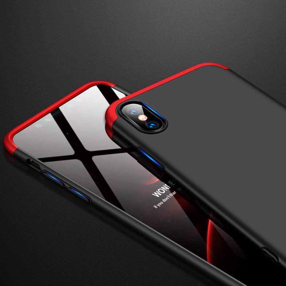 Etui 360 na całą obudowę przód + tył iPhone 7 Plus czarno-czerwony