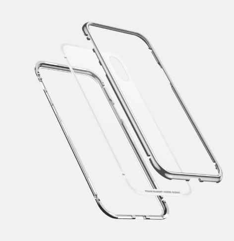 Back case with  magnetic frame iPhone X silver Baseus