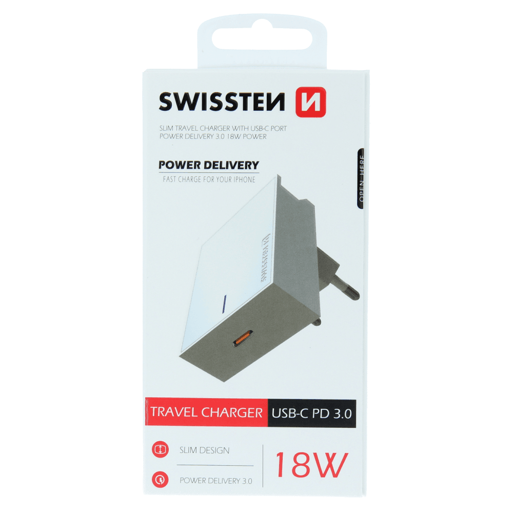 SWISSTEN TRAVEL CHARGER POWER DELIVERY 3.0 18W WHITE