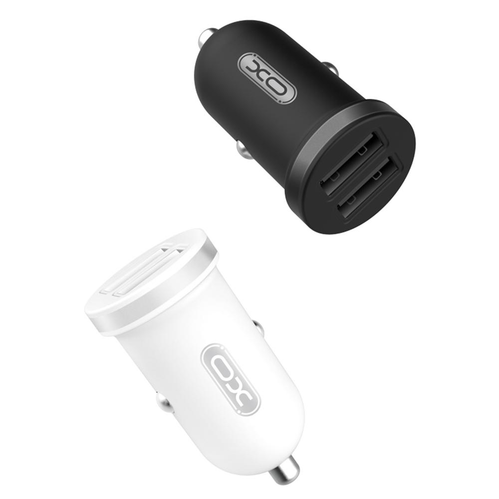 XO TZ08 car charger 2x USB 2,1A white + microUSB cable