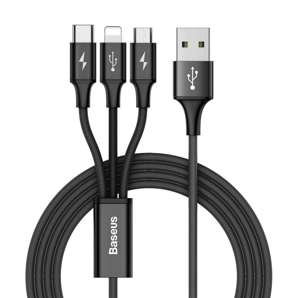 Baseus Rapid USB - micro USB / Lightning / USB-C Cable with Nylon Braid 3A 1,2M black (CAMLT-SU01)