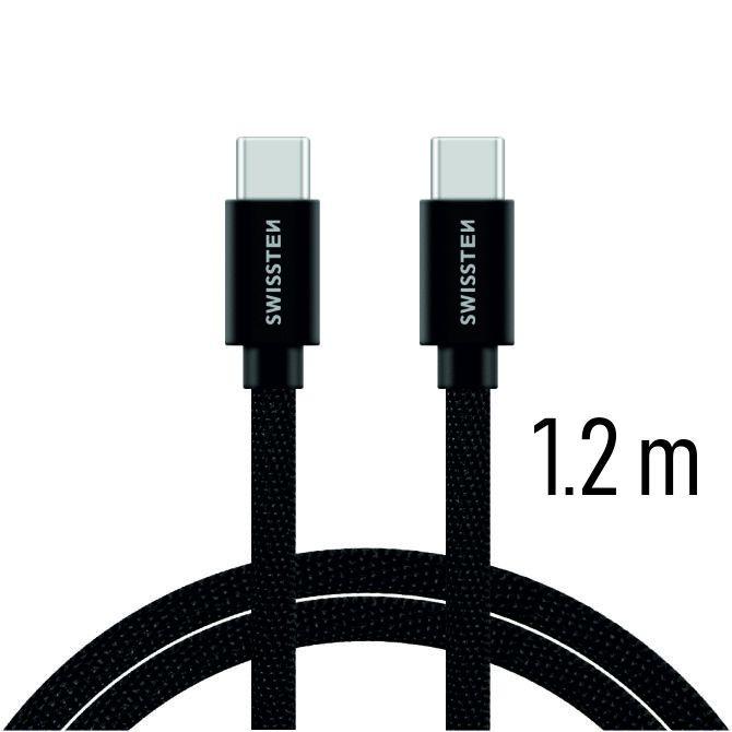 DATA CABLE SWISSTEN TEXTILE USB-C / USB-C 1.2 M BLACK