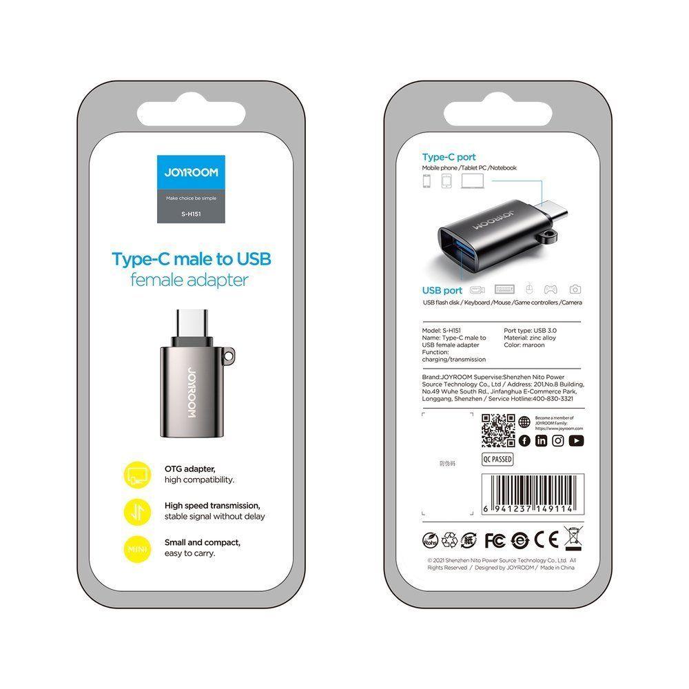 Joyroom adaptér USB 3.2 Gen 1 samec – USB typ C samice černý S-H151 černý