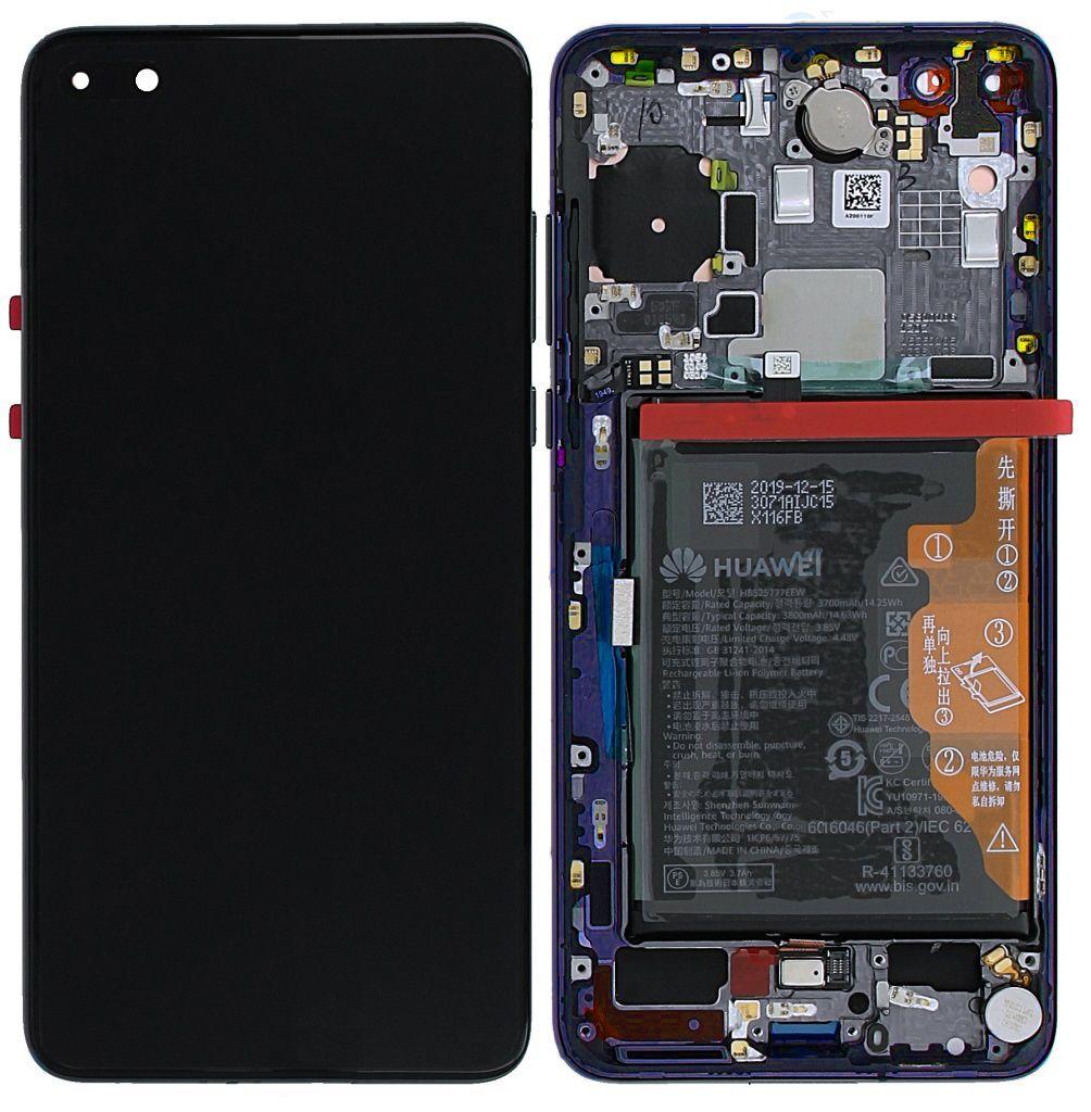Originál přední panel LCD + Dotyková vrstva s baterii Huawei P40 Pro modrá