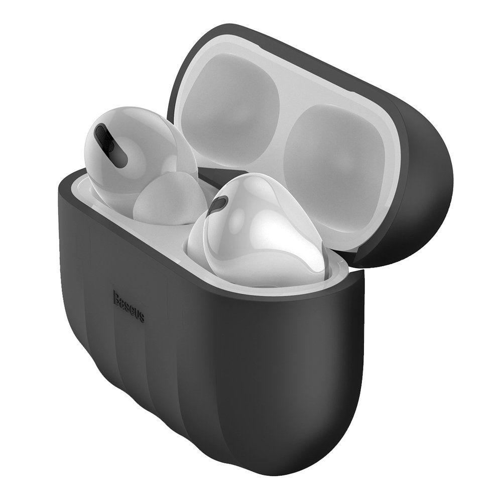 Baseus Shell silikonowe etui case na słuchawki Apple AirPods Pro czarny (WIAPPOD-BK01)