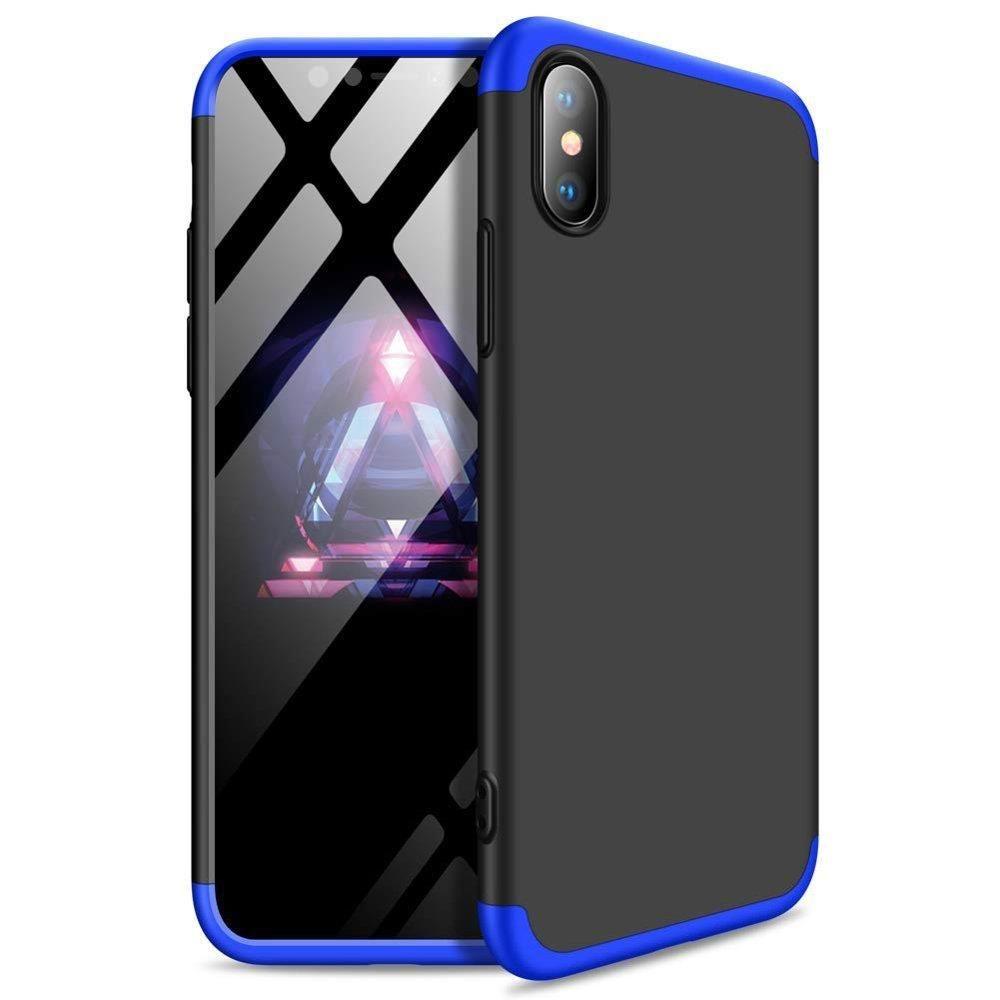 360 Case iPhone XR black - blue (logo hole)