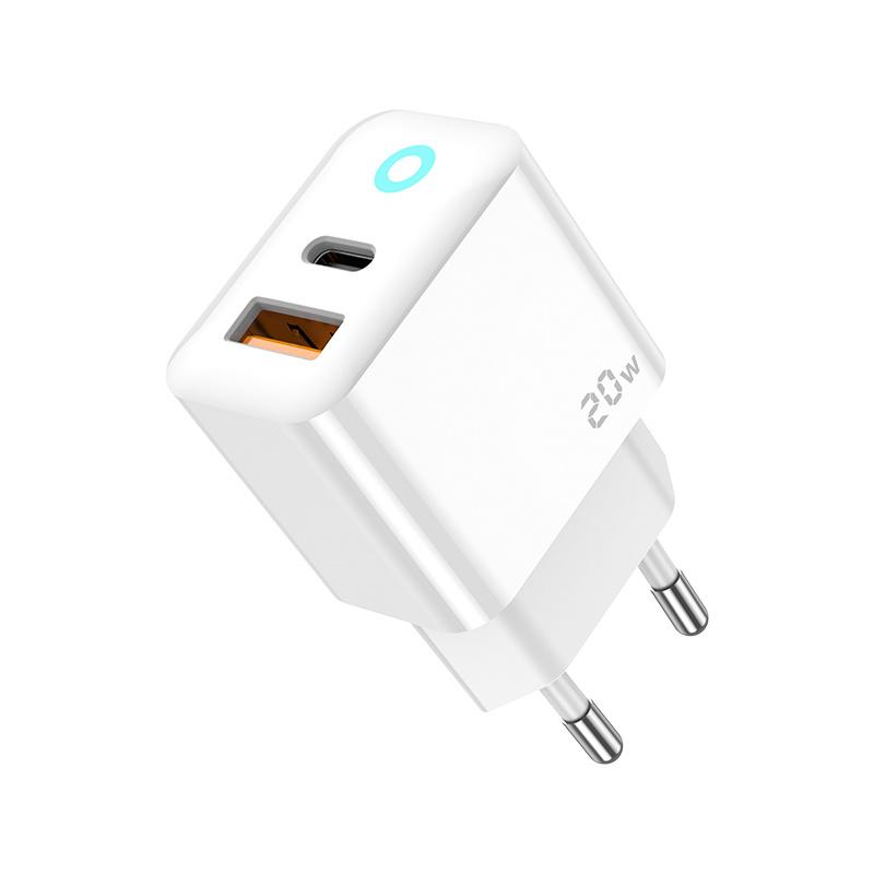 JELLICO wall charger EU11 PD 20W 1xUSB-C + 1xUSB QC3.0 + cable USB-C - Lightning White