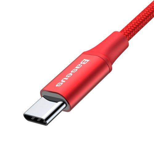 Baseus USB / USB Typ C kabel s nylonovým opletem s LED 2A 1m červený CATSU-B09