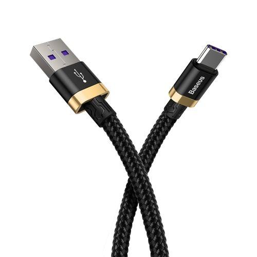 Baseus Super Charge rychlonabíjecí kabel Purple Gold Red nylonový opletený kabel USB / USB-C 40W Super nabíječka 2m černý CATZH-BV1