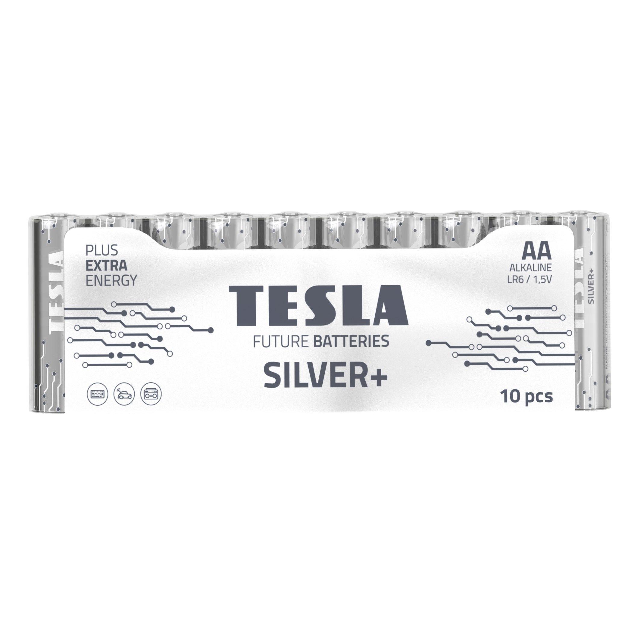 Alkaline batteries TESLA AA/LR6/1,5V 10pcs SILVER+