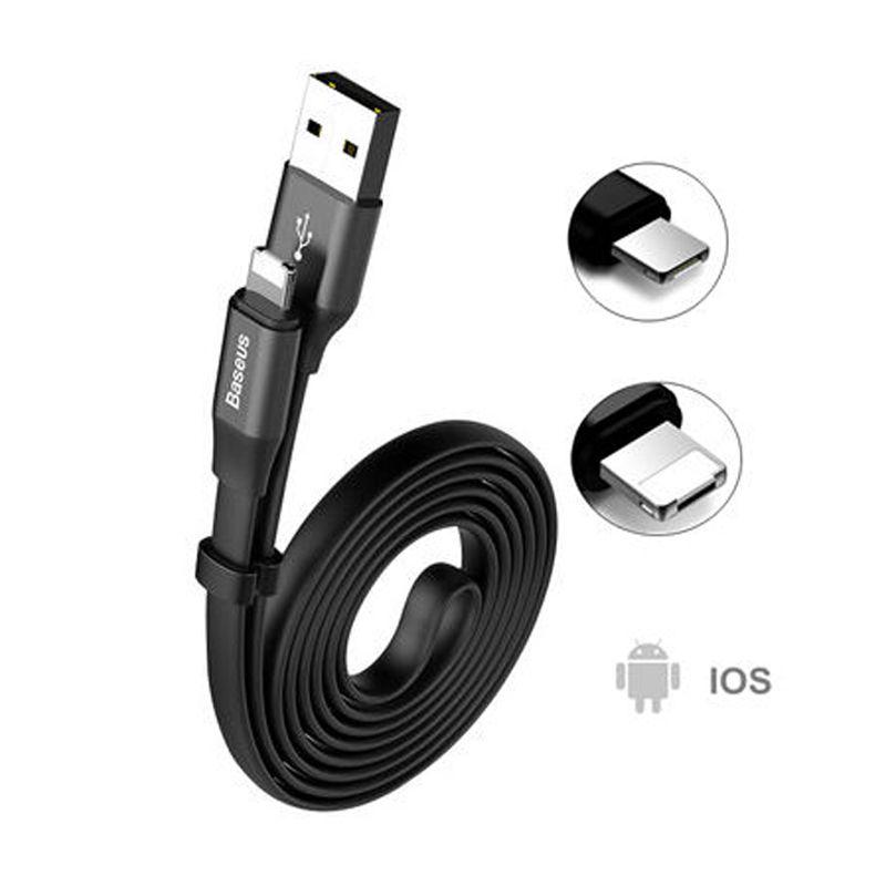 TWO IN ONE PORTABLE CABLE USB BASEUS 2W1 (ANDROID/IOS) 1,2m BLACK