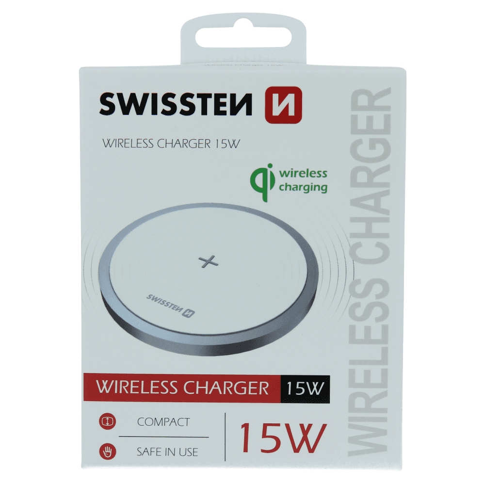 Swissten bezdrátová indukční nabíječka 15W bílá