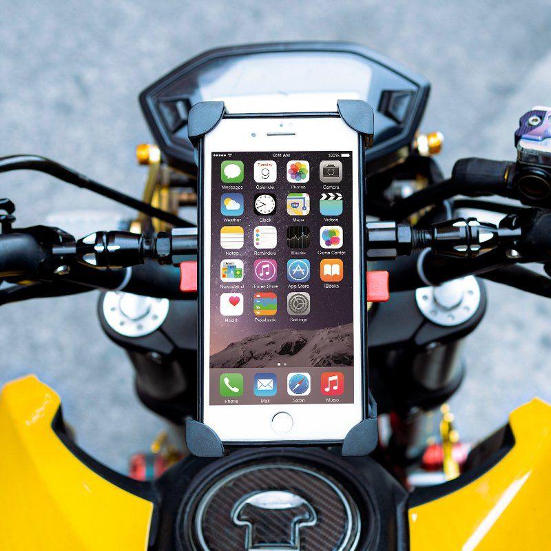 Black motorcycle handlebar phone handle