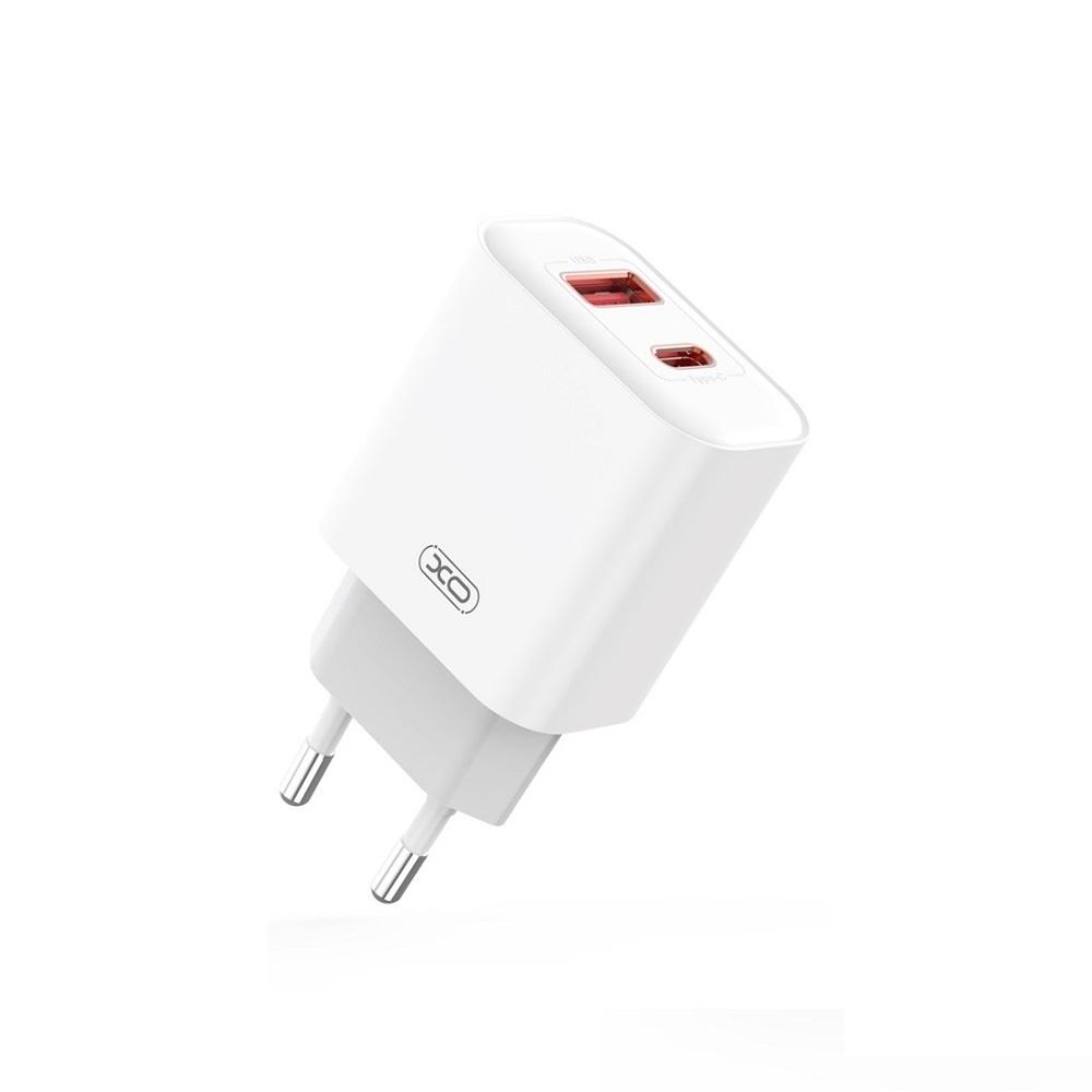 XO wall charger CE12 PD QC3.0 20W 1x USB 1x USB-C white + USB-C - Lightning cable