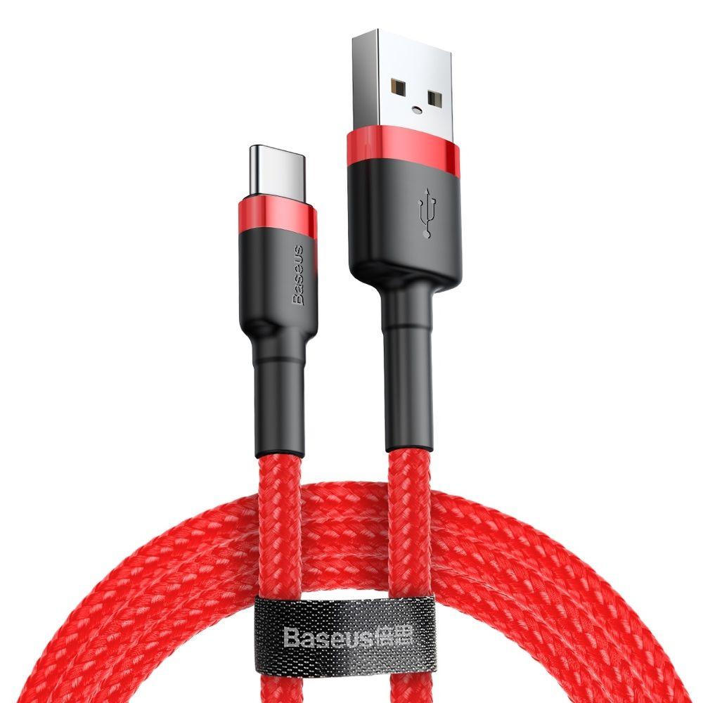 Baseus Cafule Cable wytrzymały nylonowy kabel przewód USB / USB-C QC3.0 2A 2M czerwony ( CATKLF-C09 )