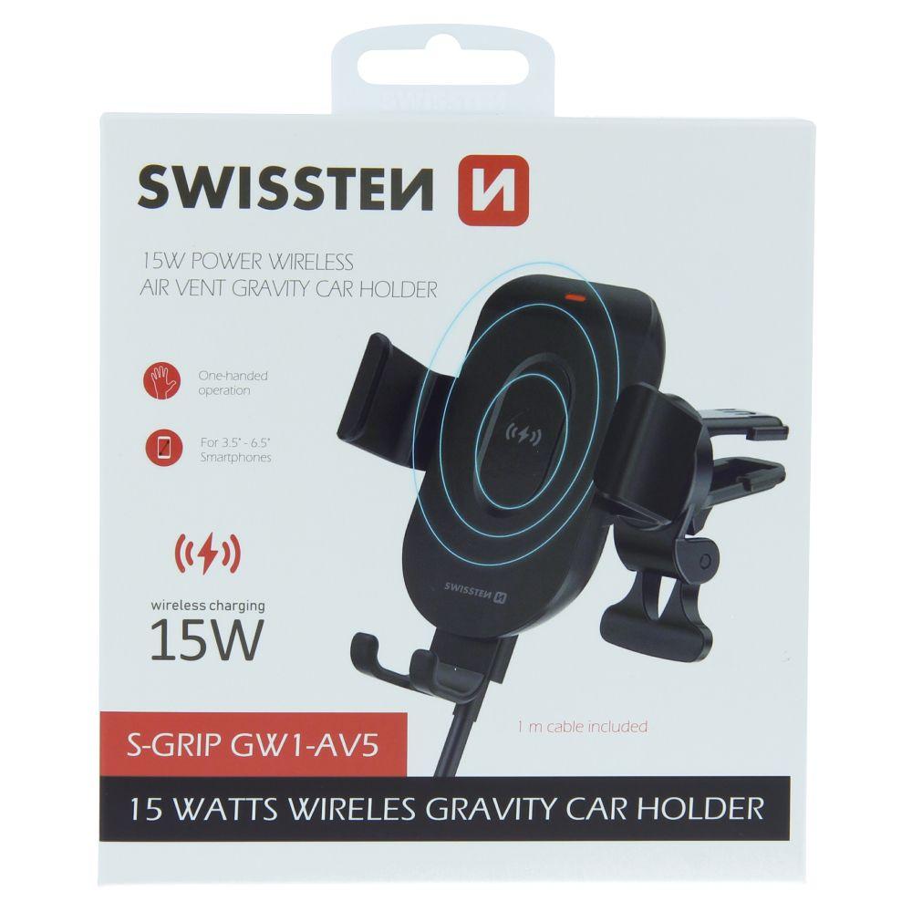 SWISSTEN GRAVITY CAR HOLDER WITH WIRELESS CHARGER 15W S-GRIP GW1-AV5