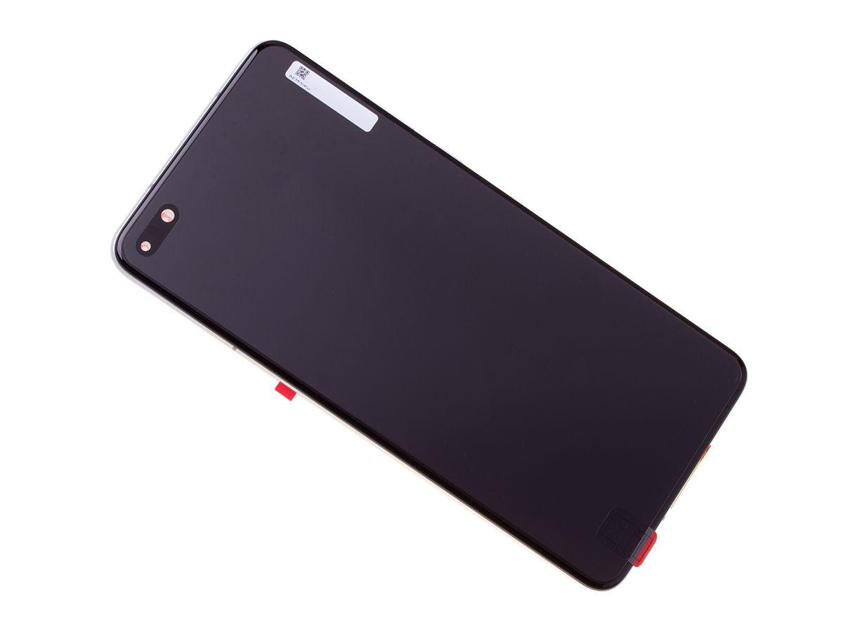 Originál přední panel LCD + Dotyková vrstva s baterii Huawei P40 bílo-stříbrný