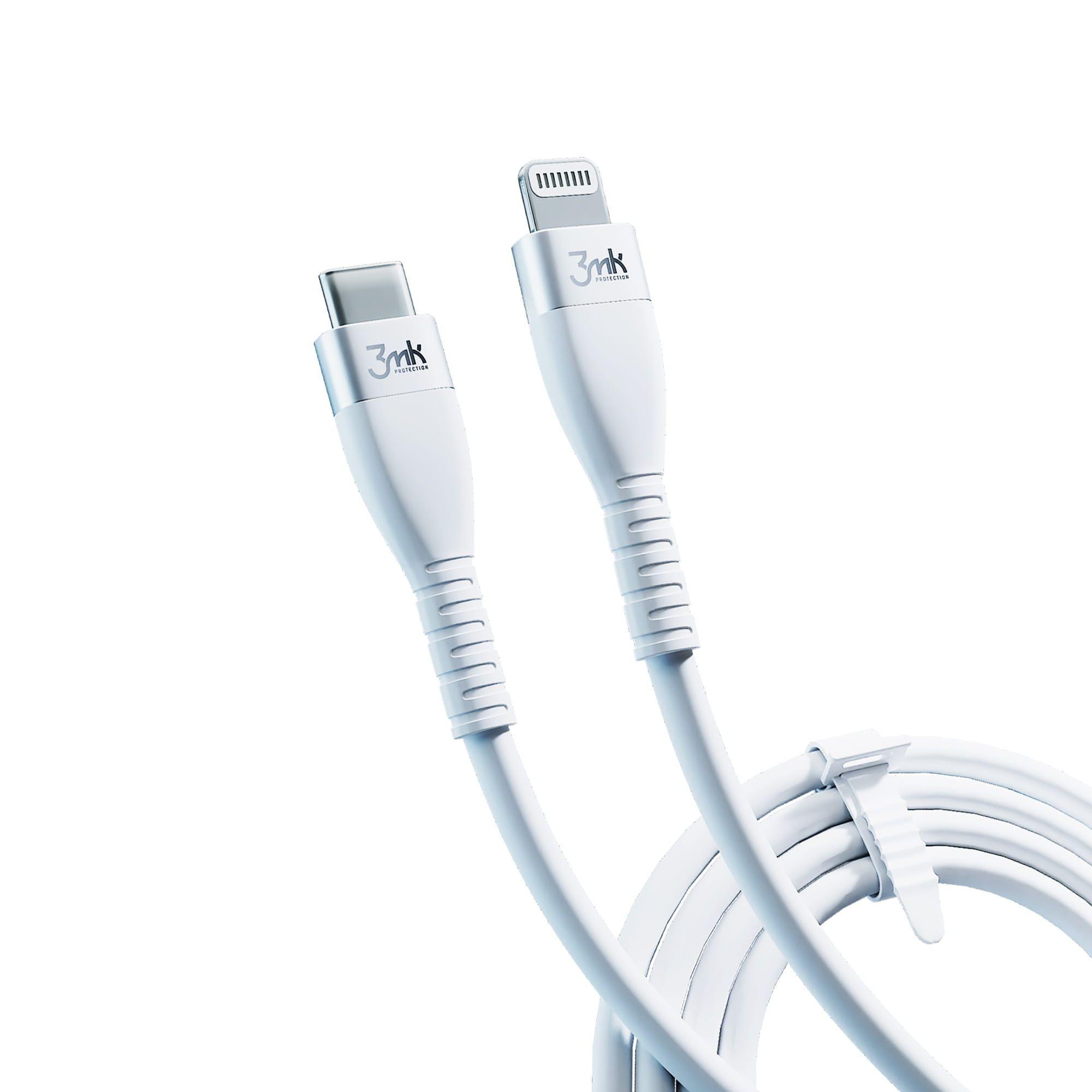 3mk Kabel Hyper Silicone USB-C do Lightning MFI 20W 3A 1m biały
