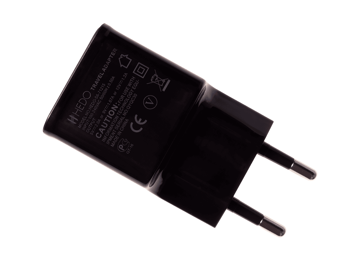 Adapter ładowarka sieciowa USB HEDO Qualcomm Quick Charge 3.0 2A - czarna (oryginalna)