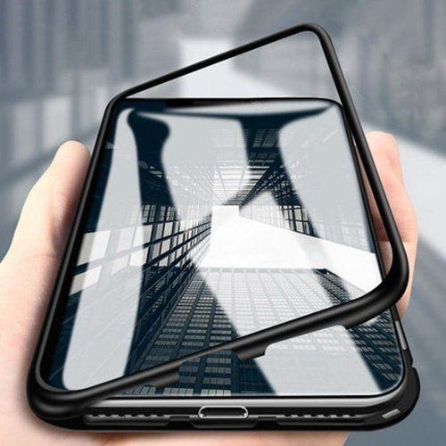 Obal iPhone XR černo- transparentní 360° s magnetickým rámečkem